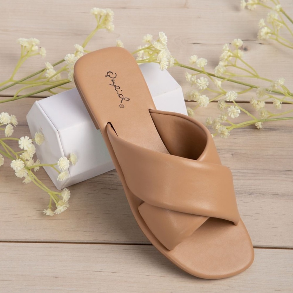 Padded criss cross strap sandals slides slip on - Picture 5 of 11